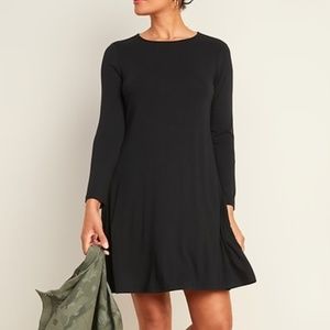 Old Navy Jersey Long-Sleeve Black Swing Dress